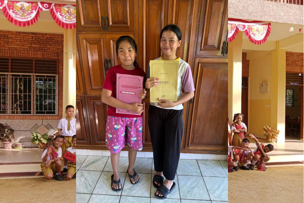 Enjel und Rasti mit ihren Zeugnissen